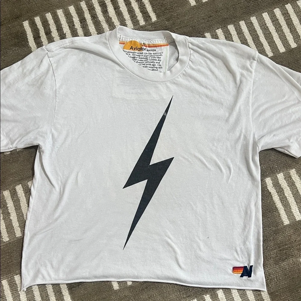 Aviator Nation White Tee with Black Graphic - Picture 1 of 6
